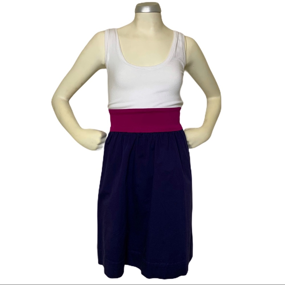 Express White, Magenta & Navy Blue Dress